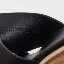 Pre Owned Hermes Black Leather Platform Sandals 38