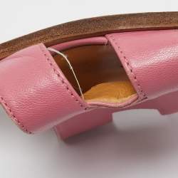 Hermes Pink Leather Oran Flat Slides Size 37