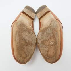 Pre Owned Hermes Brown Leather Oz Flat Mules Size 37.5