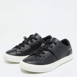 Hermes Black Leather Day Low Top Sneakers Size 36.5