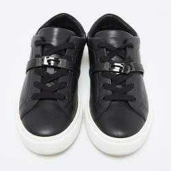 Hermes Black Leather Day Low Top Sneakers Size 36.5