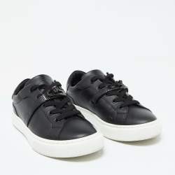 Hermes Black Leather Day Low Top Sneakers Size 36.5