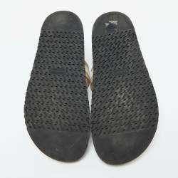 Hermes Beige/White Leather Empire Flat Sandals Size 40
