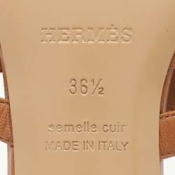 Hermes Tan Leather Candy Slide Sandals Size 36.5