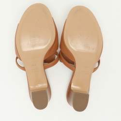 Hermes Tan Leather Candy Slide Sandals Size 36.5