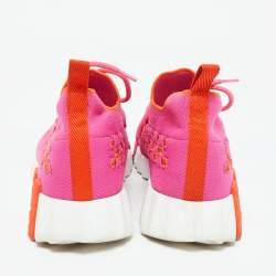 Hermes Pink Knit Fabric Flex Low Top Sneakers Size 38