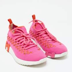 Hermes Pink Knit Fabric Flex Low Top Sneakers Size 38