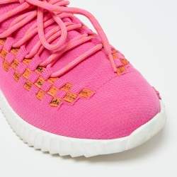 Hermes Pink Knit Fabric Flex Low Top Sneakers Size 38