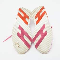 Hermes Pink Knit Fabric Flex Low Top Sneakers Size 38