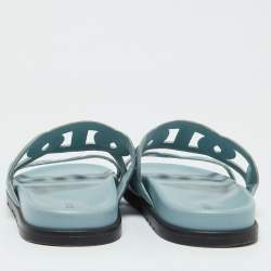 Hermes Light Blue Leather Extra Flat Sandals Size 39