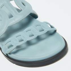 Hermes Light Blue Leather Extra Flat Sandals Size 39