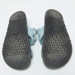 Hermes Light Blue Leather Extra Flat Sandals Size 39
