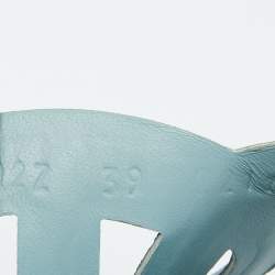 Hermes Light Blue Leather Extra Flat Sandals Size 39