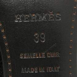 Pre Owned Hermes Black Leather Night Slingback Sandals Size 39