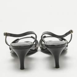 Pre Owned Hermes Black Leather Night Slingback Sandals Size 39