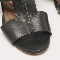 Pre Owned Hermes Black Leather Ostia Slide Sandals Size 36