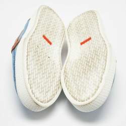 Pre Owned Hermes Blue/Brown Denim and Leather Game Slip on Sneakers Size 40