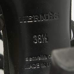 Hermes Black Suede Naide Chaine d'Ancre Sandals Size 38.5