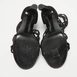 Hermes Black Suede Naide Chaine d'Ancre Sandals Size 38.5