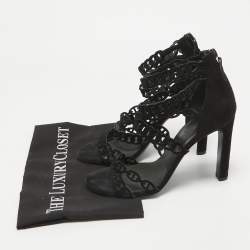 Hermes Black Suede Naide Chaine d'Ancre Sandals Size 38.5