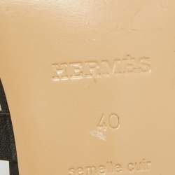 Pre Owned Hermes Black Leather Celena Slide Sandals Size 40