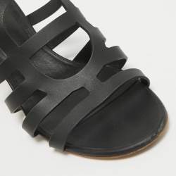 Pre Owned Hermes Black Leather Celena Slide Sandals Size 40
