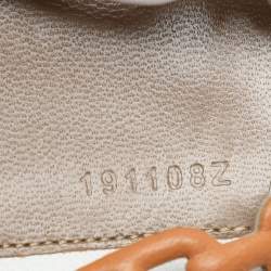 Pre Owned Hermes White/Brown Leather Tandem Slide Sandals Size 37