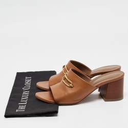 Hermes Brown Leather Camilla Slide Sandals Size 40