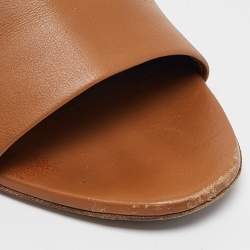 Hermes Brown Leather Camilla Slide Sandals Size 40