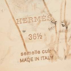 Pre Owned Hermes Grey Leather Oran Flat Slides Size 36.5