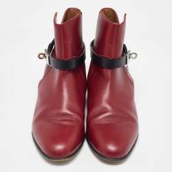 Hermes Burgundy/Black Leather Neo Ankle Length Boots Size 37