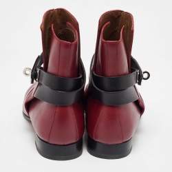 Hermes Burgundy/Black Leather Neo Ankle Length Boots Size 37