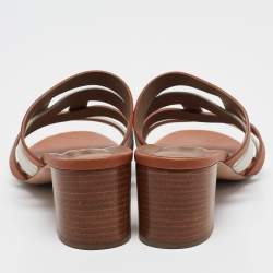 Pre Owned Hermes White Leather Amica Slide Sandals Size 41