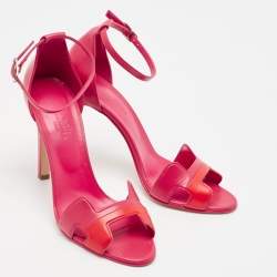 Hermes Pink/Red Leather Premiere Sandals Size 40