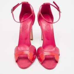 Hermes Pink/Red Leather Premiere Sandals Size 40