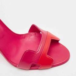 Hermes Pink/Red Leather Premiere Sandals Size 40