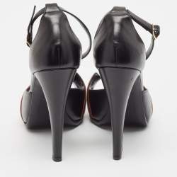 Pre Owned Hermes Black/Brown Leather Initiale Sandals Size 40
