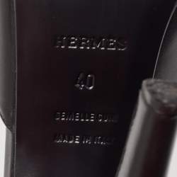 Pre Owned Hermes Black/Brown Leather Initiale Sandals Size 40