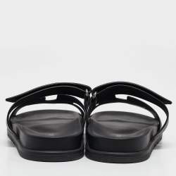 مملوكة مسبقًا Hermes Black Leather Chypre Flat Sandals Size 40