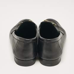 Hermes Black Leather Paris Loafers Size 39