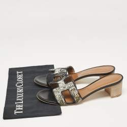 Hermes Multicolor Canvas Oasis Slide Sandals Size 39