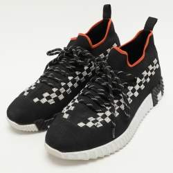 Pre Owned Hermes Black Knit Fabric Flex Low Top Sneakers Size 37