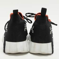 Pre Owned Hermes Black Knit Fabric Flex Low Top Sneakers Size 37