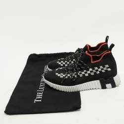 Pre Owned Hermes Black Knit Fabric Flex Low Top Sneakers Size 37