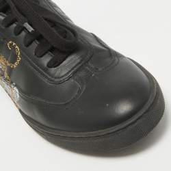 Pre Owned Hermes Black/Brown Leather Jaguar Quicker Sneakers Size 38