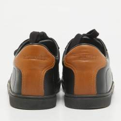 Pre Owned Hermes Black/Brown Leather Jaguar Quicker Sneakers Size 38