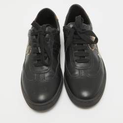 Pre Owned Hermes Black/Brown Leather Jaguar Quicker Sneakers Size 38