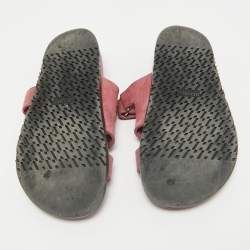 Pre Owned Hermes Pink Suede Chypre Flat Slides Size 38