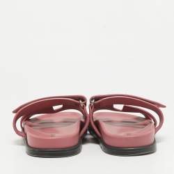 Pre Owned Hermes Pink Suede Chypre Flat Slides Size 38