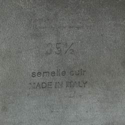 Pre Owned Hermes Green Leather Oran Flat Slides Size 35.5